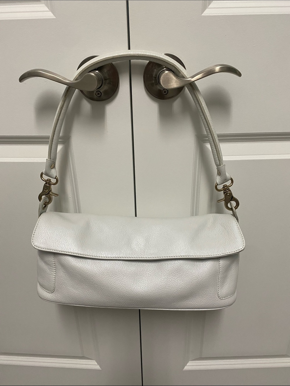 Hobo International Frosted White Pebble Leather Shoulder Bag